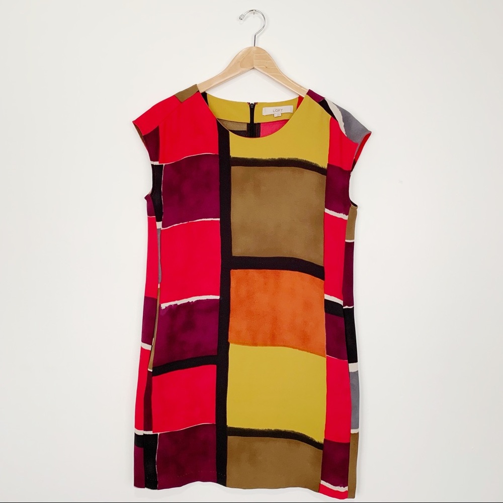 Ann Taylor LOFT Geometric Color Block Shift Dress